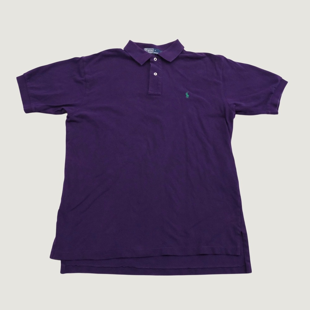Polo Ralph Lauren Shirt Mens Purple Green Pony Pique Classic Large Short Sleeve